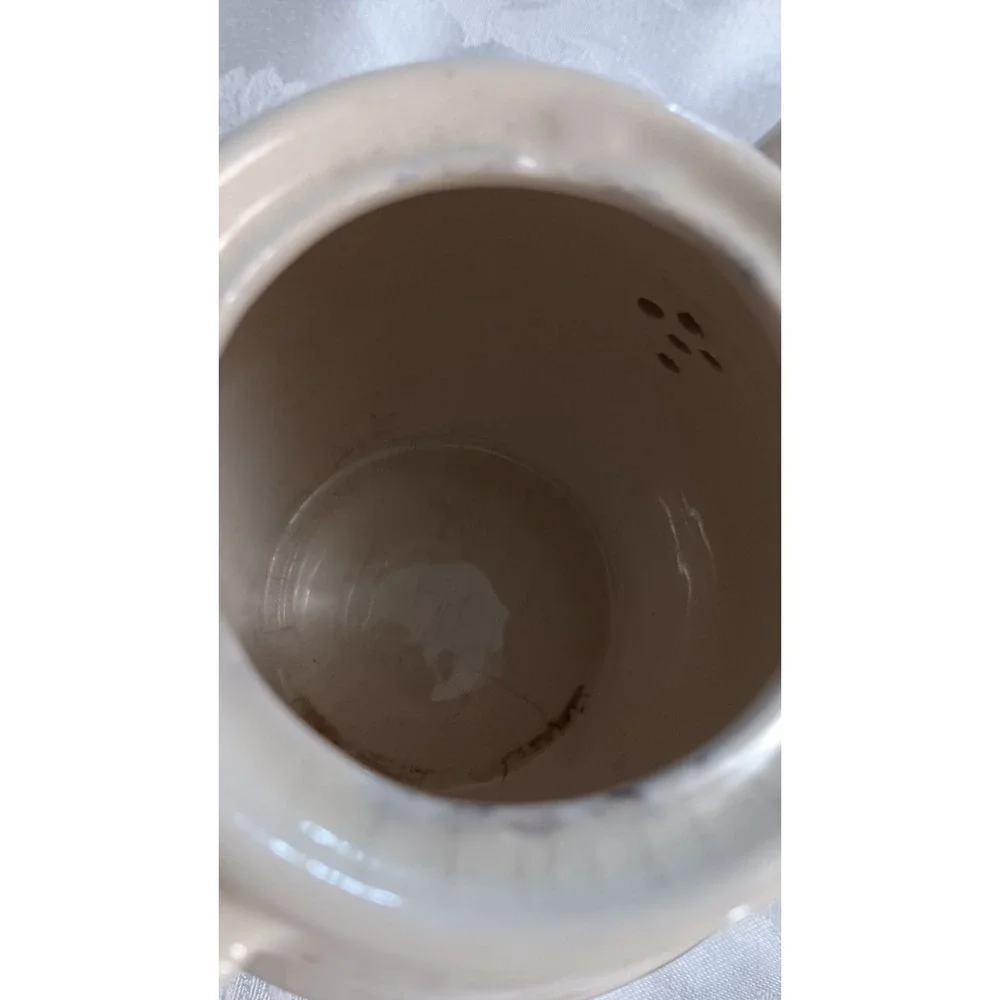 Vintage Oxford Stoneware Snow Flower Teapot And Pitcher USA Brown Cream READ